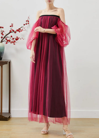 Mulberry Backless Tulle Beach Dresses Summer