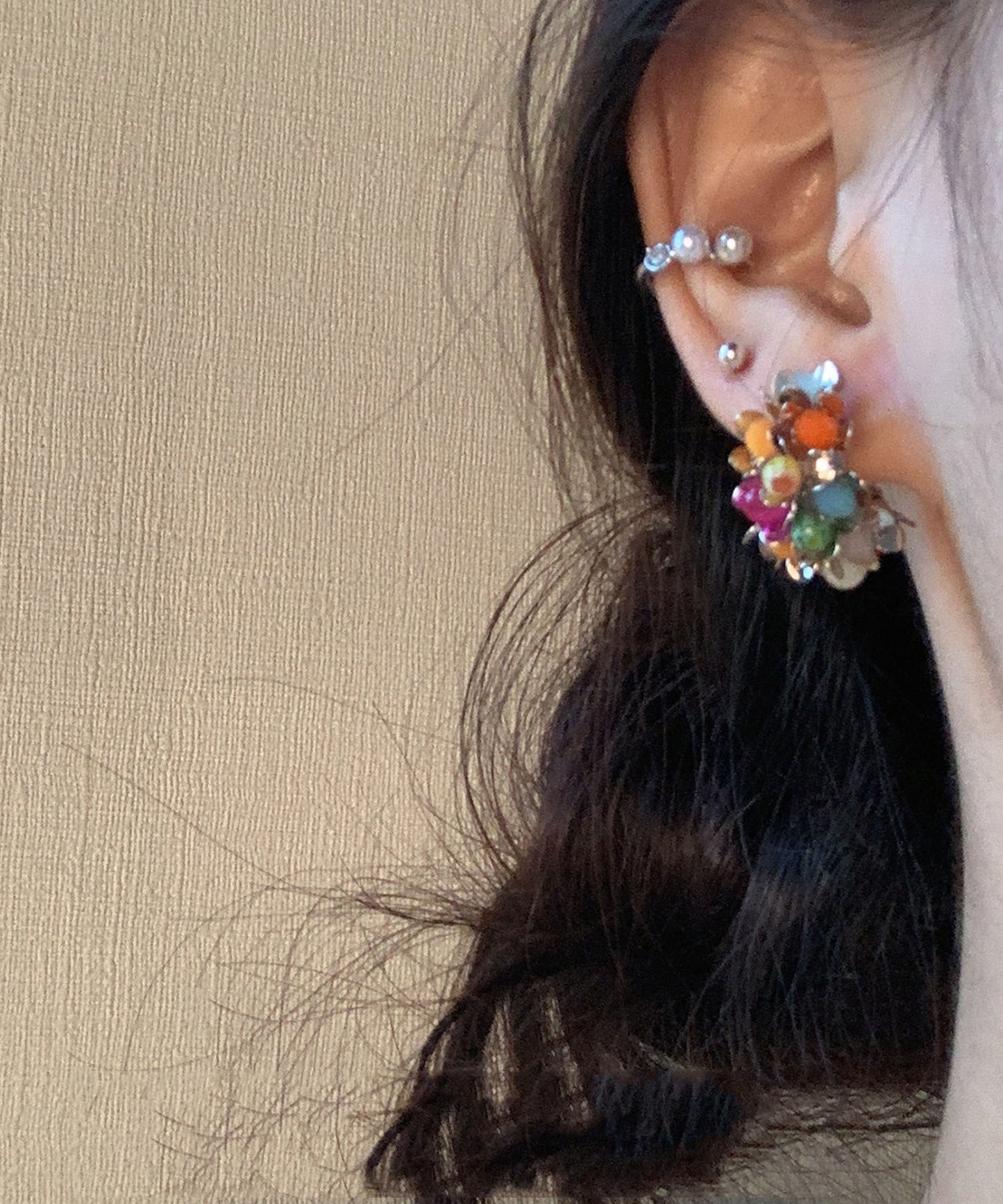 New Rainbow Sterling Silver Crystal Stud Earrings