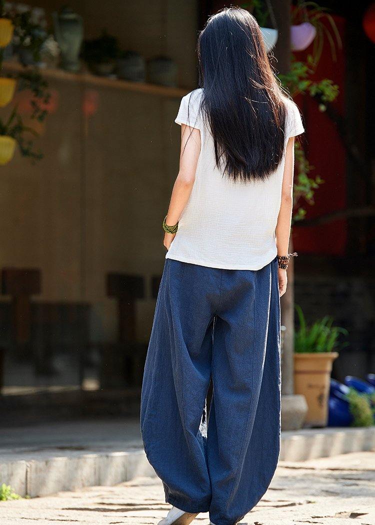 Cotton and Linen Chinese Style Ramie Wild Pants Yoga Pants