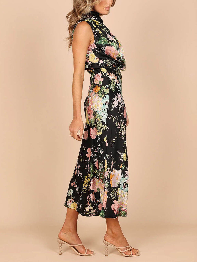 Halter Neck Elastic Waist Maxi Dress