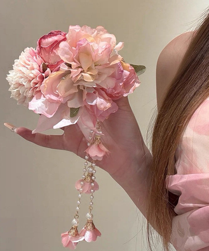 Pink Peony Tassel Hairpin