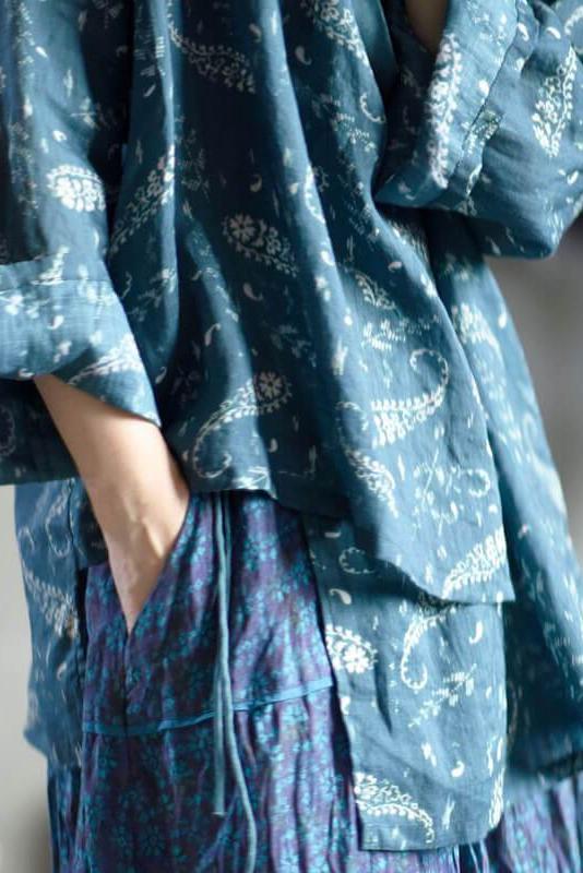 Irregular Hem Print Cardigans Top