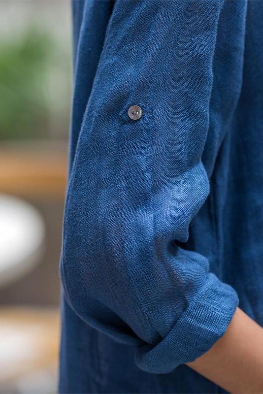 Long Dress Linen Cotton Shirt Outfits for