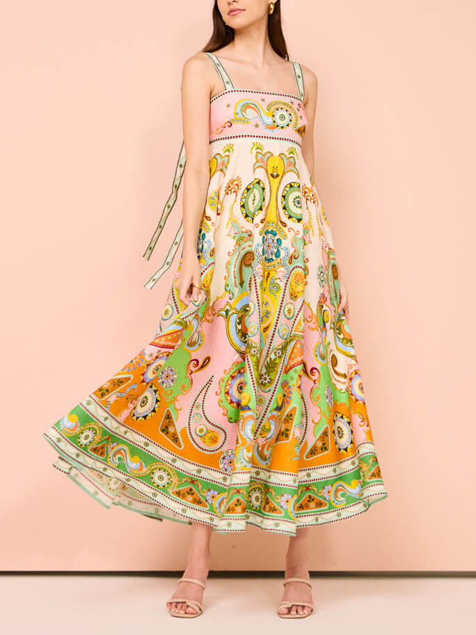 Fashionable Unique Holiday Print Midi Dress