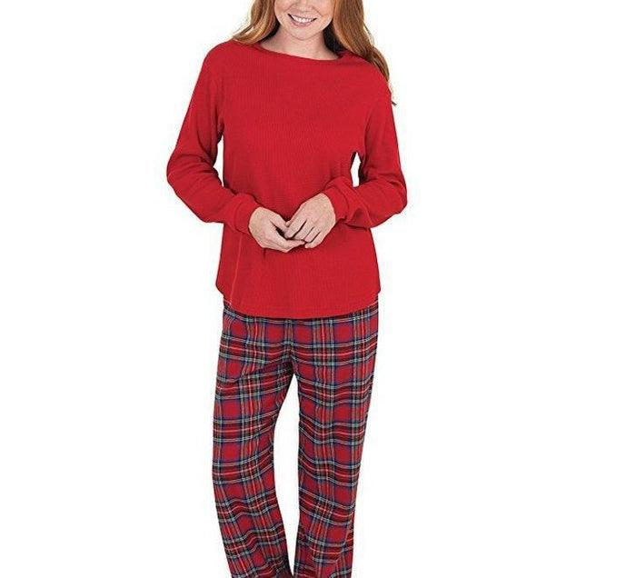 Stylish Winter Family Plaid Red Christmas Pajama Set for Unisex