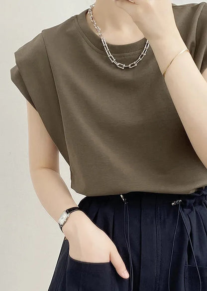 Army Green O Neck Cotton T Shirts Summer