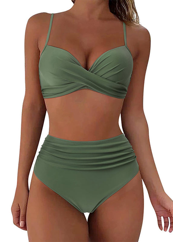 Green Cinched Top and Panty Swimwear Set