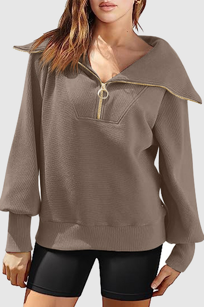 Street Color Zipper Turndown Collar Hoodies(6 Colors)