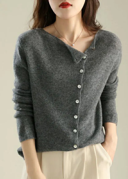 Stylish Pink Slash Neck Button Knit Cardigans Fall