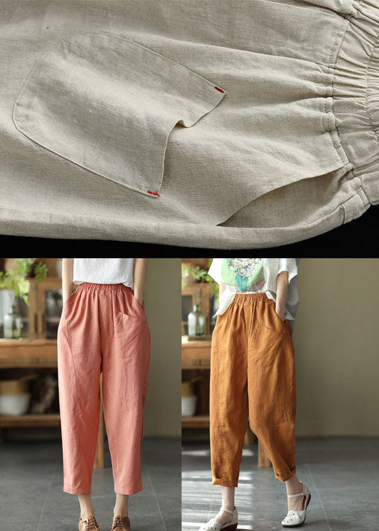 Caramel High Waist Color Linen Harem Pants Summer