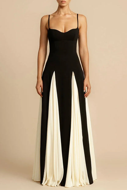 Contrast V Neck Sling Dresses