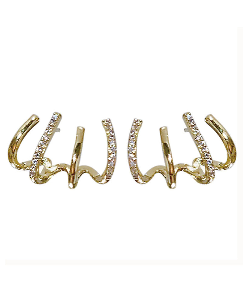 Gold Overgild Inlaid Zircon Stud Earrings