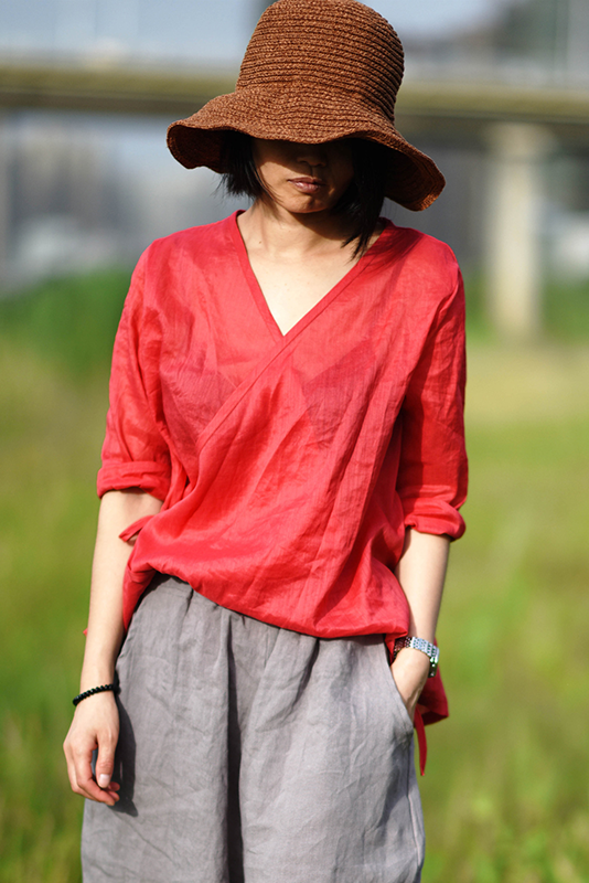 Fall New Retro Lace-up Cotton Linen Shirt