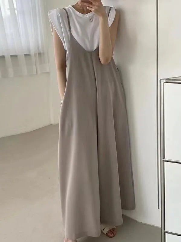 U-neck Loose Suspenders Jumpsuit