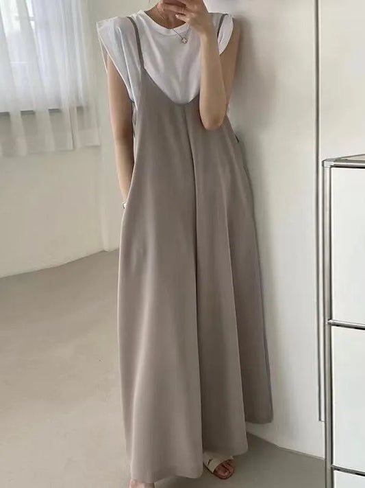 U-neck Loose Suspenders Jumpsuit