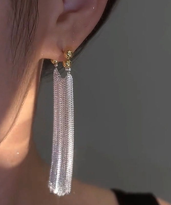 Silk Sterling Silver Tassel Drop Earrings