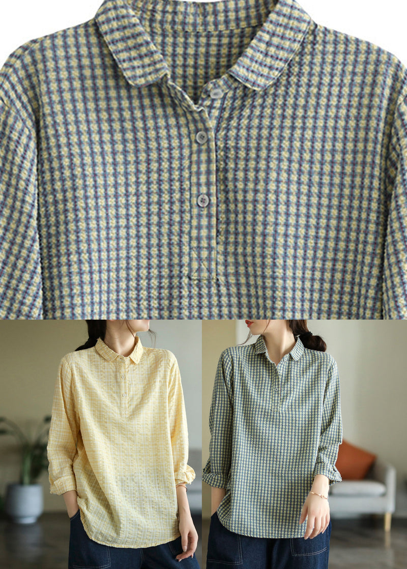 Blue Peter Pan Collar Cotton Top Spring