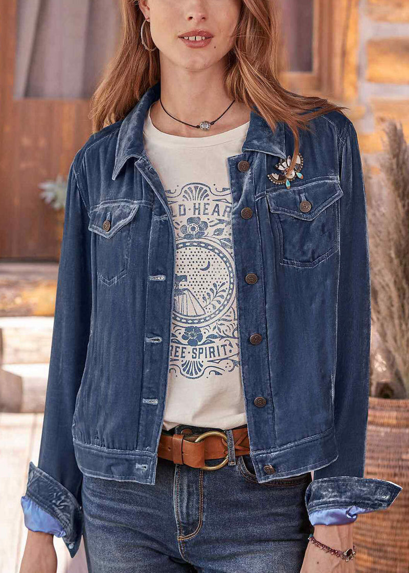 Boutique Pink Peter Pan Collar Patchwork Velvet Short Coat Fall