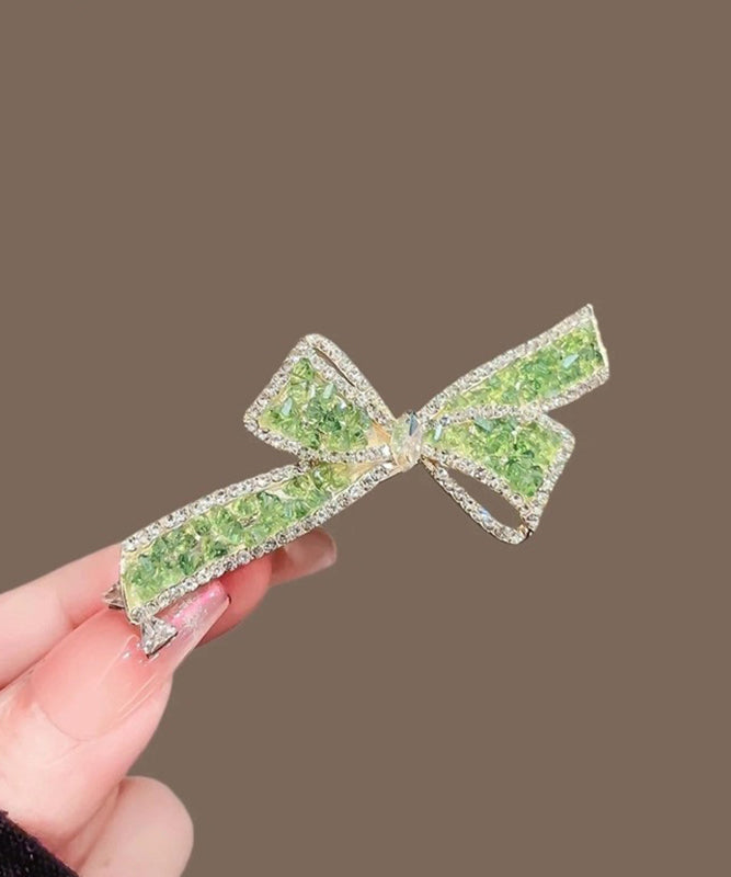 Green Alloy Zircon Crystal Bow Hairpin