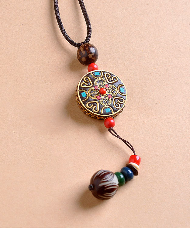 Handmade Red Agate Ping an Plaque Pendant Necklace