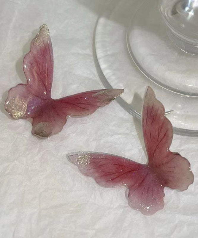 Pink Butterfly Zircon Stud Earrings
