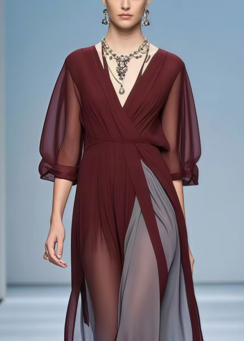 Mulberry Patchwork Exra Large Hem Draping Dress Summer