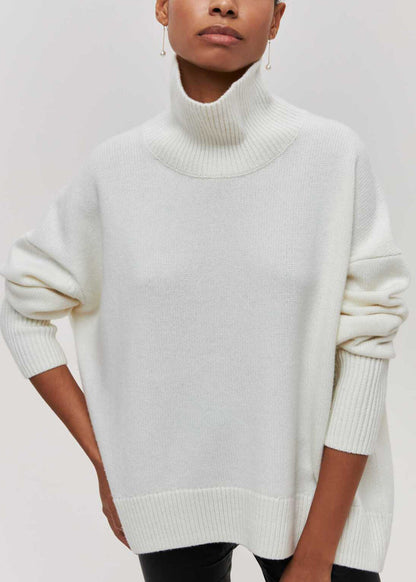 American Style Black Hign Neck Loose Knit Sweaters Spring