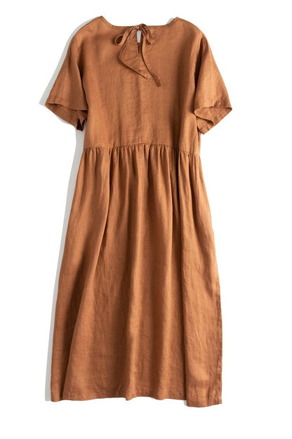 Loose Pure Color Linen Maxi Dresses Summer Outfits