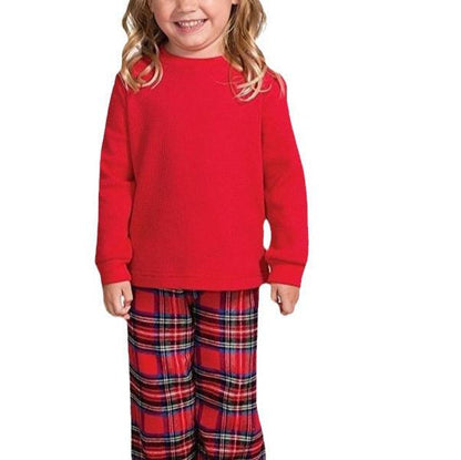 Stylish Winter Family Plaid Red Christmas Pajama Set for Unisex