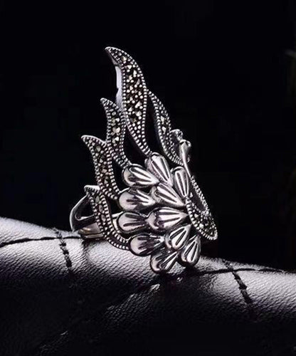 Retro 925 Silver Peacock Hollow Out Rings
