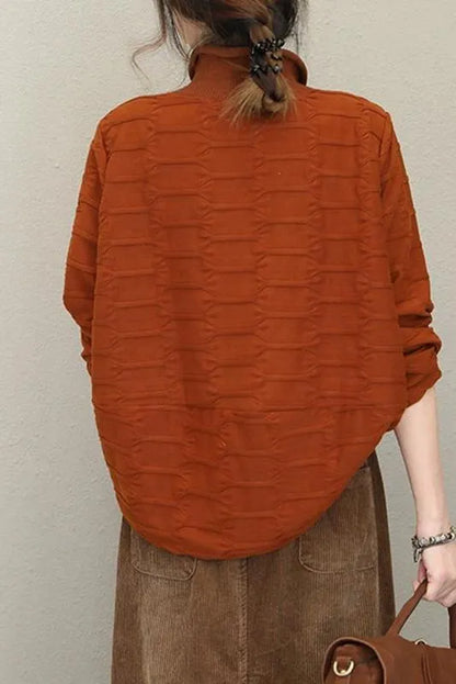 Half High Neck Fleece Loose Tops for Autumn