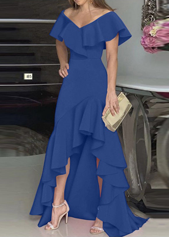Rose Ruffled Asymmetrical Patchwork Cotton Dresses Summer
