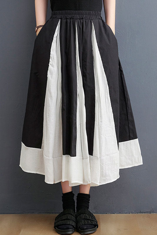 Black Loose Color Block Skirt