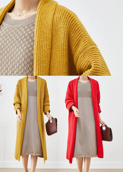 Red Oversized Thick Knit Cardigans Winter