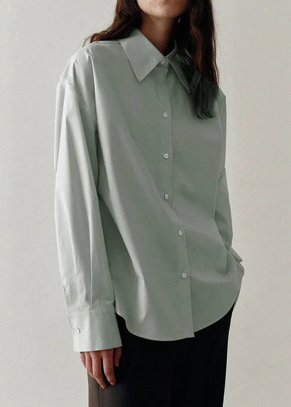 Italian White Peter Pan Collar Loose Cotton Blouse Top Spring