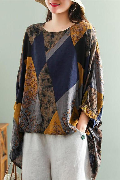Irregular Hem Stitching Leaf T-shirt