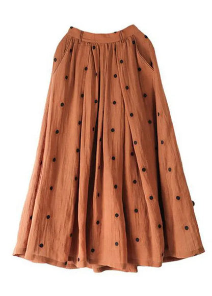 Retro Checkered Pattern Pockets Linen Skirt Summer