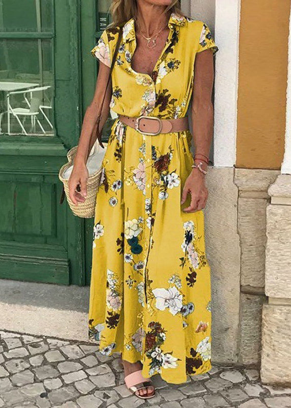 Boutique Blue Peter Pan Collar Print Cotton Maxi Dresses Summer
