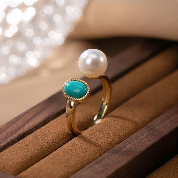 Sterling Silver Temperament Pearl Colour Block Rings