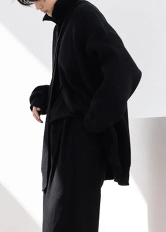 Loose Black Button Cotton Knit Cardigans Coats Fall