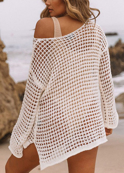 Seaside Vacation Style Hollow Out Knitted Cover Up
