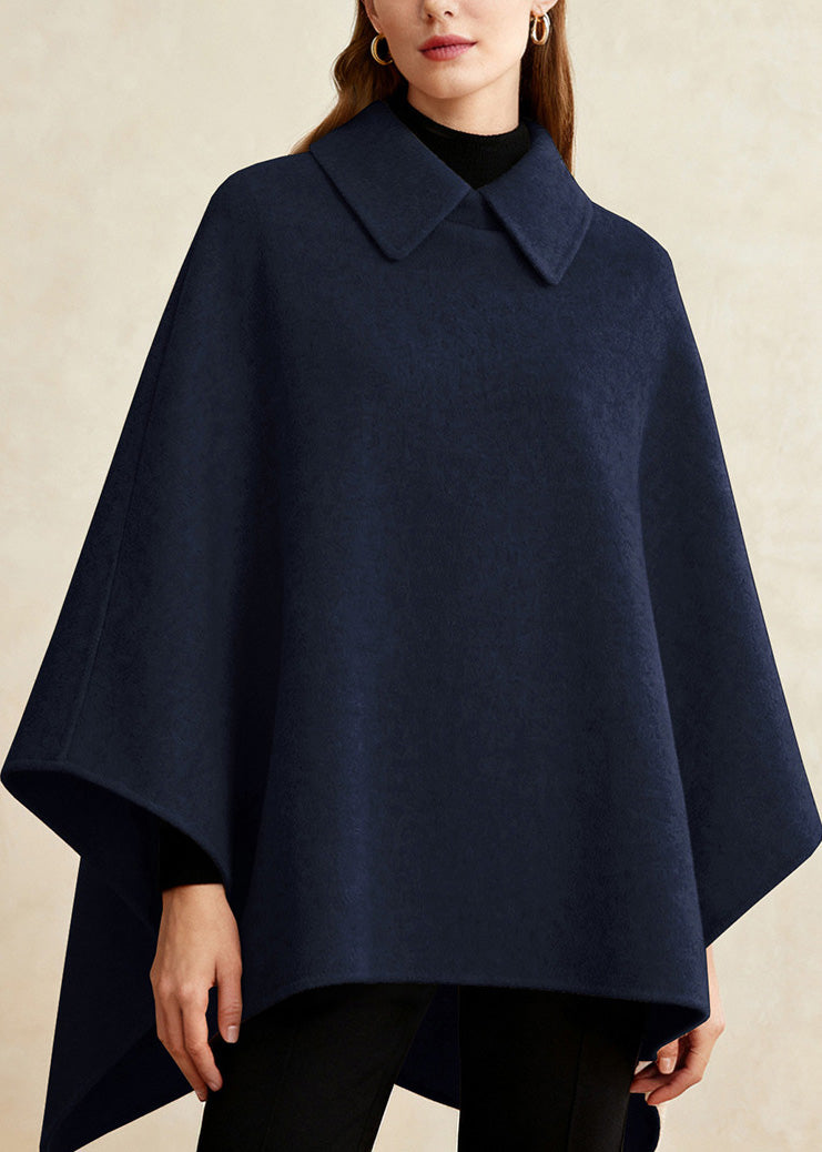 Wine Red Peter Pan Collar Woolen Cape Coats Winter