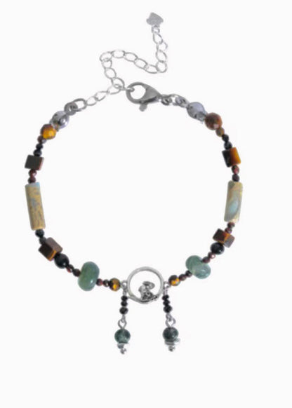 Colorblock Allouy Gem Stone Charm Bracelet
