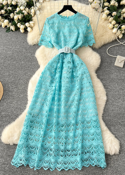 Pink Tie Waist Lace Party Dress Summer