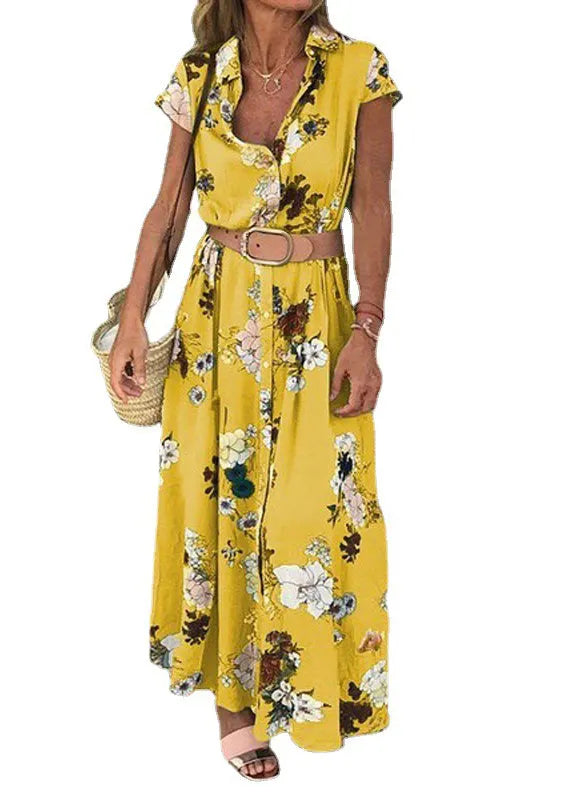 Boutique Blue Peter Pan Collar Print Cotton Maxi Dresses Summer