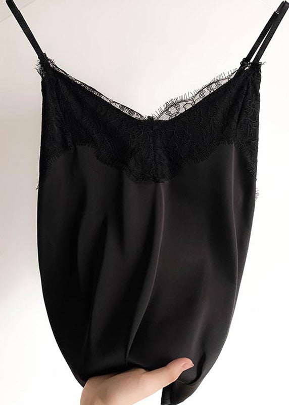 Brief White Lace Vests Sleeveless V Neck
