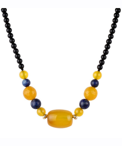 Yellow Agate Gem Stone Gratuated Bead Necklace