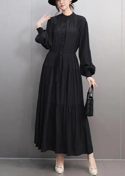 Fine Orange O-neck Patchwork Tie Waist Long Dresses Spring