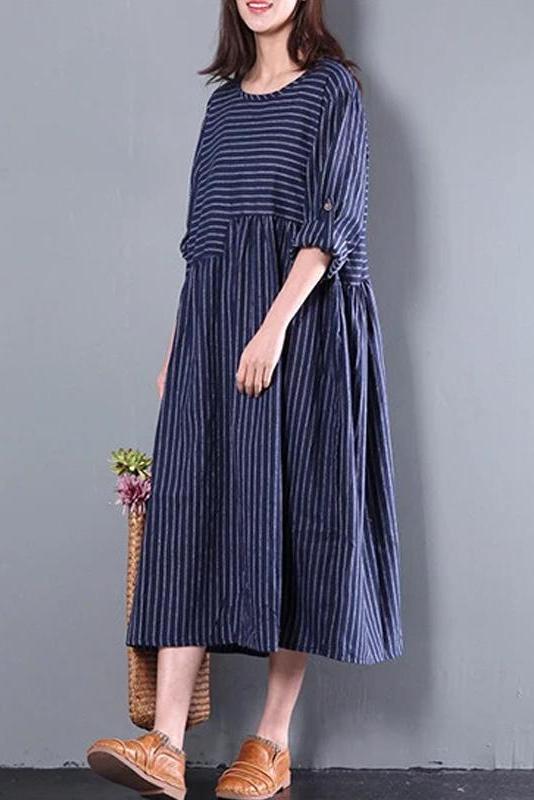 Limited Stock- Loose Stripe Long Sleeve Dress