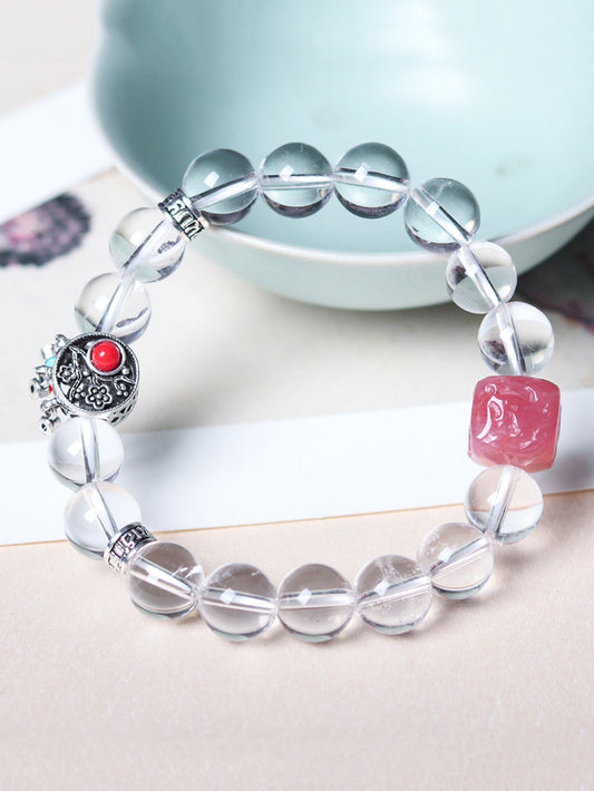 White Crystal Woven Bracelet Kl1045